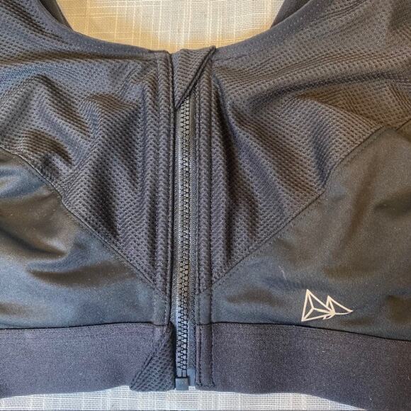 Yvette Womens Front Zip Black Sports Bra Size 34DDD Great Condition - Picture 2 of 5